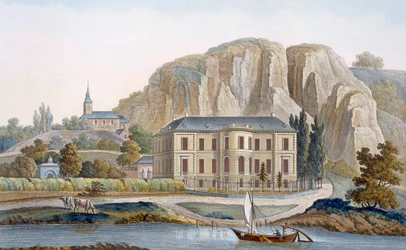 Château de Marche-les-Dames, Namur közelében, a „Holland Királyság legjelentősebb műemlékei, épületei és házai” című kiadványból, 1827-ben.